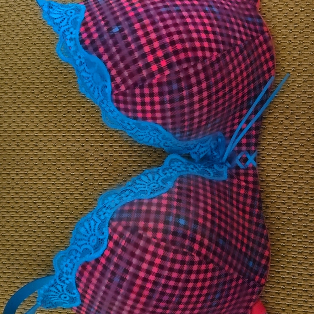 Blue and purple pushup bra
